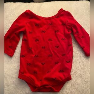 Baby girl red bow bodysuit
